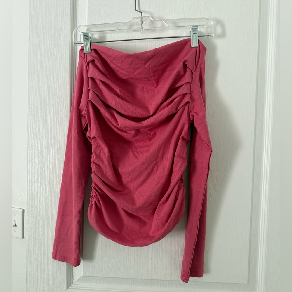 Pink Ruched Long Sleeve Top